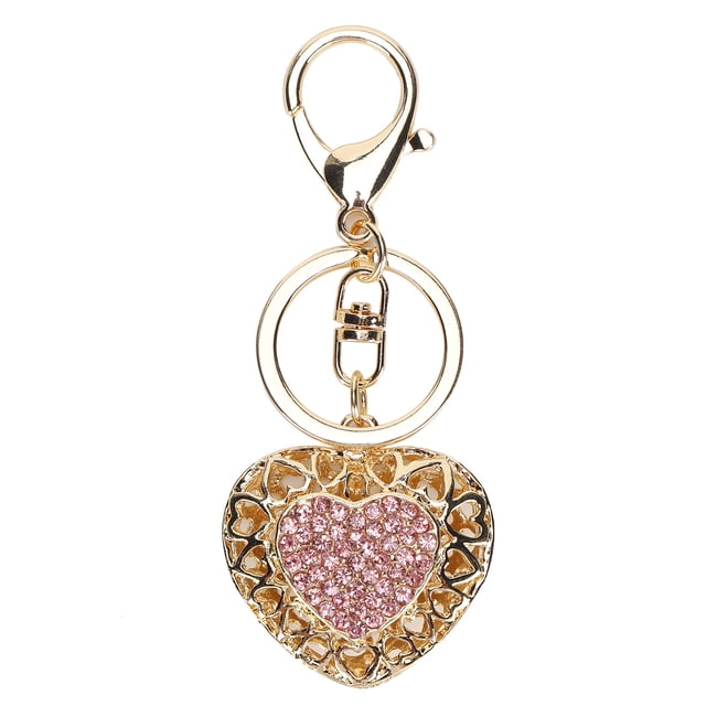 Love Key Ring,Key Chain Love Heart Love Rhinestone Set Special Gift Achieve More
