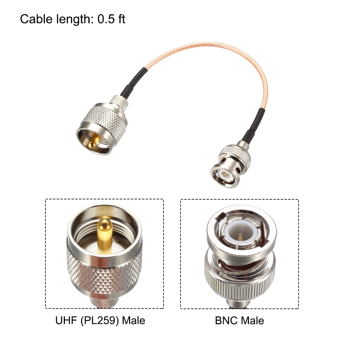 RF Coaxial Antenna Cable – BNC Male 90 Degree To UHF SO239, 20cm For VHF/UHF Radio, Ships From USA