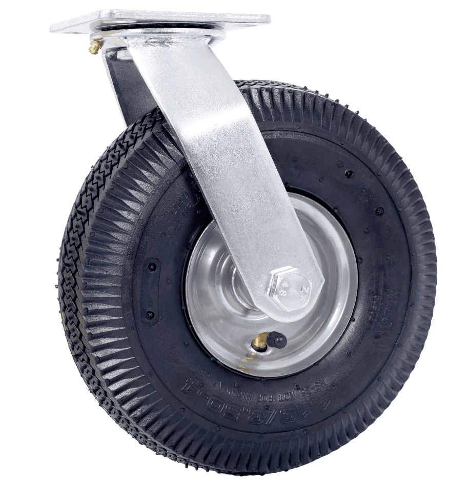 10" Pneumatic Swivel Caster Wheels with Ball Bearings, 5/8" Bore Axle, 2Pcs