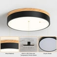 thumbnail image 6 of Dimmable Wood LED Flush Mount Ceiling Light, 5CCT 2700K-6000K Modern Round Close to Ceiling Lighting Fixtures, Minimalist White Ceiling Lamp for Bedroom, Kitchen, Hallway, Laundry Room, 6 of 7