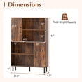 thumbnail image 3 of Costway 47" Storage Cabinet with 2 Doors & 4 Open Shelves, 5 Metal Support Legs for Kitchen Rustic Brown, 3 of 10