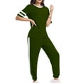 thumbnail image 3 of Shine Up Women Sweatsuits Casual 2 Piece Sets Striped Tracksuits Short Sleeve Summer T Shirts Long Jogger Sets Loose Activewear, 3 of 8
