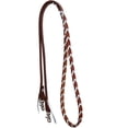 thumbnail image 3 of Rafter T Plaited Barrel Racing Reins, 5/8" Color: Brown/Metallic Silv, 3 of 4