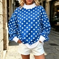 thumbnail image 3 of Womens Mock Neck Sweatshirts Oversized Pullover Polka Dot Fall Turtleneck,Fall Fashion Tops Long Sleeve Tops Casual Lounge Travel Work Hiking Tees Blue XL, 3 of 10