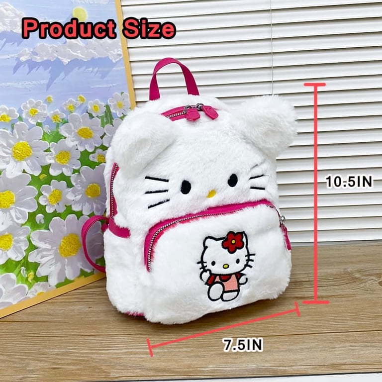 Hello Kitty Kawaii Fuzzy Backpack Y2K Kawaii Aesthetic My Melody Hello Kitty Backpack Plush  main image 4
