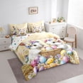 thumbnail image 3 of Feelyou Cute White Bunnies Bedding Comforter Set 7pcs for Teen, Kawaii Easter Egg Queen Bedding Sets, Happy Spring Festival Reversible Queen Sheet Sets, Lightweight Room Decor, 3 of 7