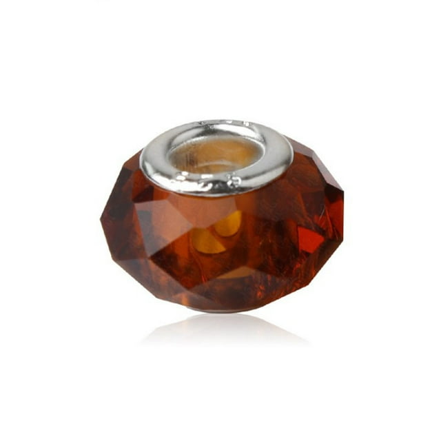 20Pcs 10x19.5mm Handmaking Large Hole Glass Beads Mix Color Charm for Jewelry Making - Brown