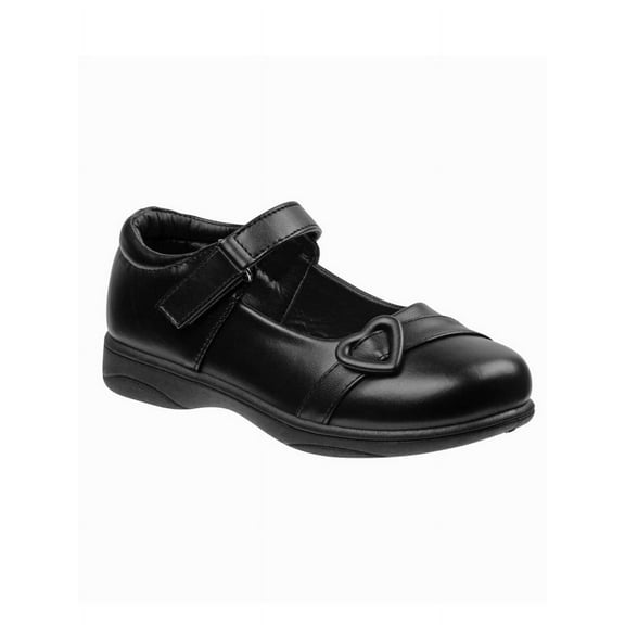 Petalia Girls' Strapped Heart Tween Hook & Loop School Shoes - Black Pink, 9