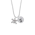 thumbnail image 2 of Delight Jewelry Silvertone Skull with 3 AB Crystals Silvertone Script Initial Disc - I - Charm Necklace, 20"+3", 2 of 4