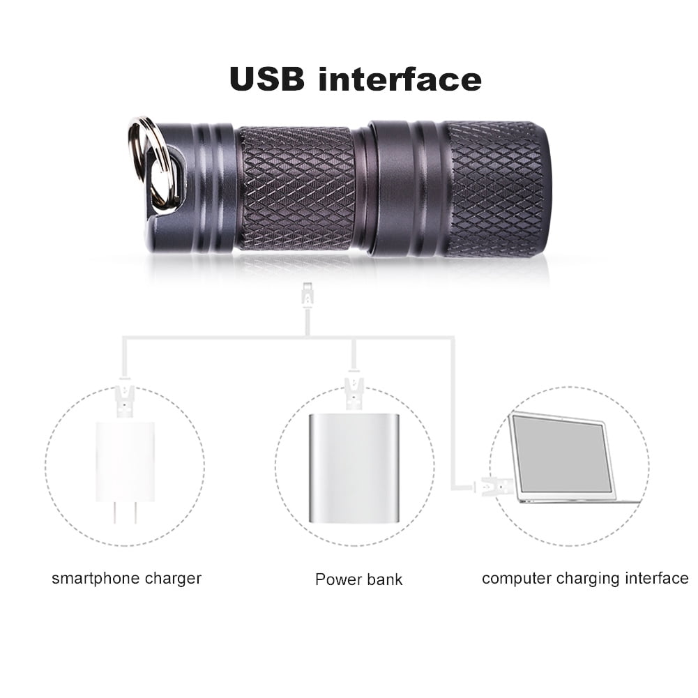 USB Rechargeable Torch LED Light Mini Flashlight Lamp Pocket Keychain Torch Lot