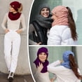 thumbnail image 3 of Lelaffet Women Hat and Scarf Set Beanietail High Bun Ponytail Stretchy Knit Beanie Skull Winter Cable Knitted Hat White, 3 of 3