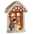 thumbnail image 2 of 10 in. Snowman Lighted Cottage, 2 of 2