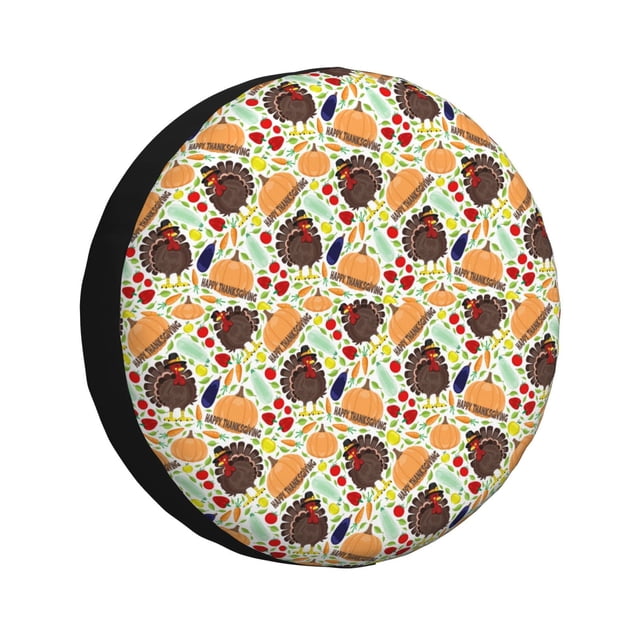 Fotbe Thanksgiving Funda de Llanta de Repuesto con Estampado, Engrosada, Ajuste Universal para Jeep, Remolque, RV, SUV, Camión-14 inch