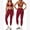 Red, variant on 2 piece workout sets for women Cross Back Sports Bra and anti-squat leggings with Pockets Active Jogger Outfits