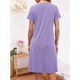 thumbnail image 3 of Avidlove 2 Pack Women Nightgown Short Sleeve Button Down Nightshirt V Neck Nighty Pajama Dress Gown, 3 of 5