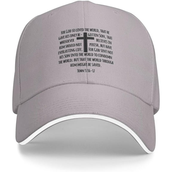 John 3:16 Christian Gifts Bible Verse Faith Religious Gift Gray Hat Men Women Baseball Cap Dad Hat Baseball Hats Cap