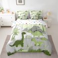 thumbnail image 2 of Homewish Kids Children Cartoon Dinosaur 7 Pieces Bedding Comforter Set,Kawaii Jungle Animal Full Bedding Set Lightweight,Cute Dino Fitted Sheet Flat Sheet,Lightweight Room Decor,Reversible, 2 of 8