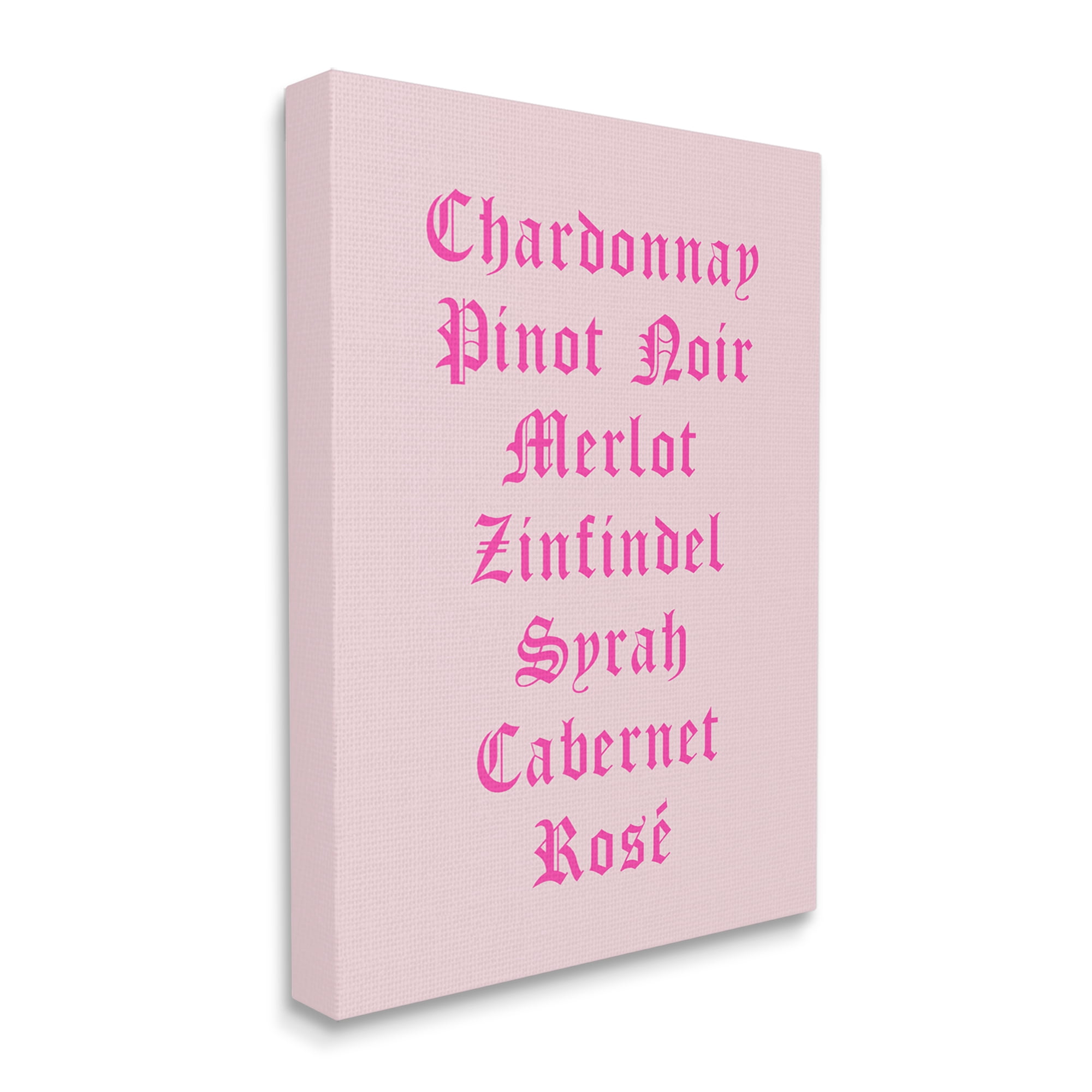 Stupell Industries Chic Pink Wine List Food & Beverage Painting Gallery Wrapped Canvas Art Print Wall Art, 30 x 40