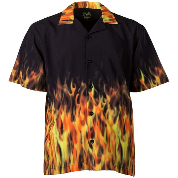 Benny's Casual Shirts Mens Shirt Medium FlameGraphic Bowling Button