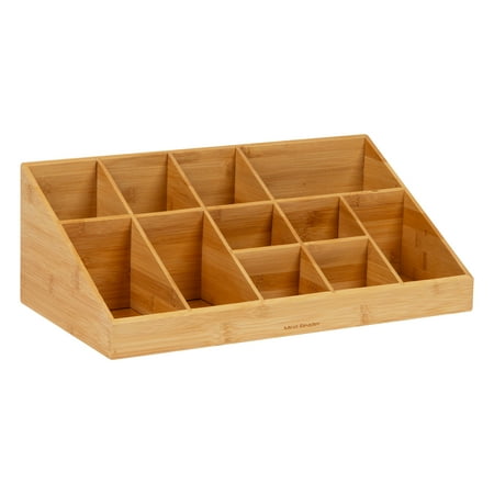 Mind Reader - 11-Compartment Coffee Condiment Organizer - Brown Bamboo