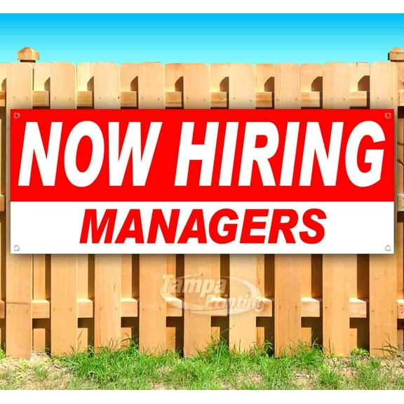 Now Hiring Managers 13 oz Vinyl Banner With Metal Grommets