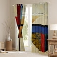 thumbnail image 3 of Manfei Vintage Abstract Geometric Black Out Curtains,Rustic Farmhouse Cabin Curtains Pack of 2 (42x63 Each),Beige Brown Red Bedroom Curtains For Adults,Ultra Soft Home Decor, 3 of 6