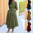 thumbnail image 1 of Robe Épaule Oblique Confortable à Lacets Solide Couleur Cravate Ceinture Robe pour le Travail, 1 of 13