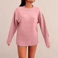 thumbnail image 5 of ManxiVoo Women's Round Neck Knit Sweater with Floral Crochet Design Vintage Style Pullover Top L Size Pink, 5 of 9