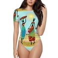 thumbnail image 1 of Balery African Women Body de cuello redondo de manga corta para mujer Tops de manga corta Tops básicos-Medium, 1 of 7