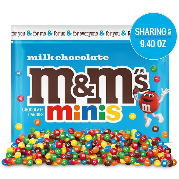 2 Pack M&M'S Minis Milk Chocolate Candy Sharing Size In Resealable Bag - 9.4 Oz