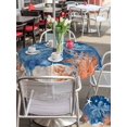 thumbnail image 5 of Outdoor Tablecloth with Umbrella Hole for Patio/Picnic/Party/Camping, Blue Coastal Octopus Waterproof Table Cloth Round Cover Washable, Nautical Undersea Creatures Leaves (Dia 54"), 5 of 9