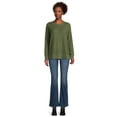 thumbnail image 5 of Time and Tru Women's Hacci Knit Pullover with Long-Sleeves, Single and 2-Pack, Sizes XS - XXL, 5 of 6