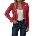 thumbnail image 5 of THDHVS Jackets for Women,Womens Jacket,Women's Fashion Jackets Fall Clothes Long Sleeve Open Front Cropped Coat Outwear Red XL, 5 of 8