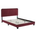 thumbnail image 3 of Modway Celine Channel Tufted Performance Velvet King Platform Bed in Maroon, 3 of 8