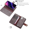 thumbnail image 3 of Mignova iPhone 11 Pro 5.8 inch Wallet Case, Magnetic PU Leather Full-Body Shockproof Flip Cover Credit Card Holder Protective Case (Detachable Magnetic Hard Case)Dark Brown, 3 of 9