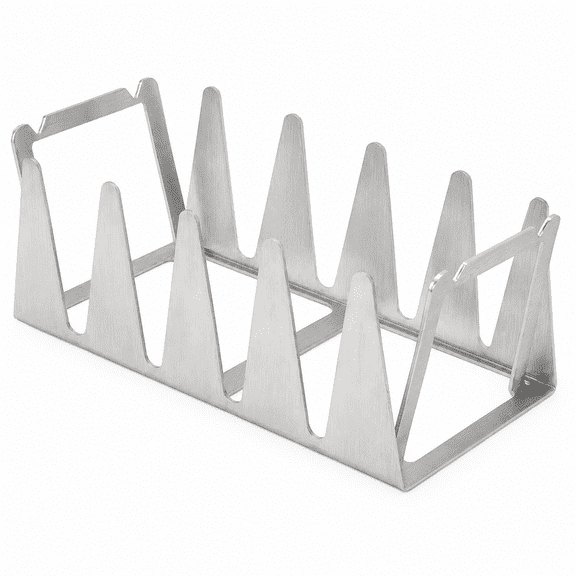 Qczoyp BBQ Rib Rack, Stainless Steel Grill Rib Holder with 5 Slots, Upright Meat Roasting Stand for Ribs, Chicken and Steak for Outdoor Barbecue and Smoker