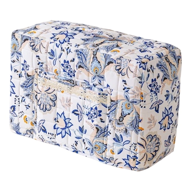 Floral Quilted Sewing Machine Cover with Protective Storage Pocket and Built In Organizer Compartments for Craft Room