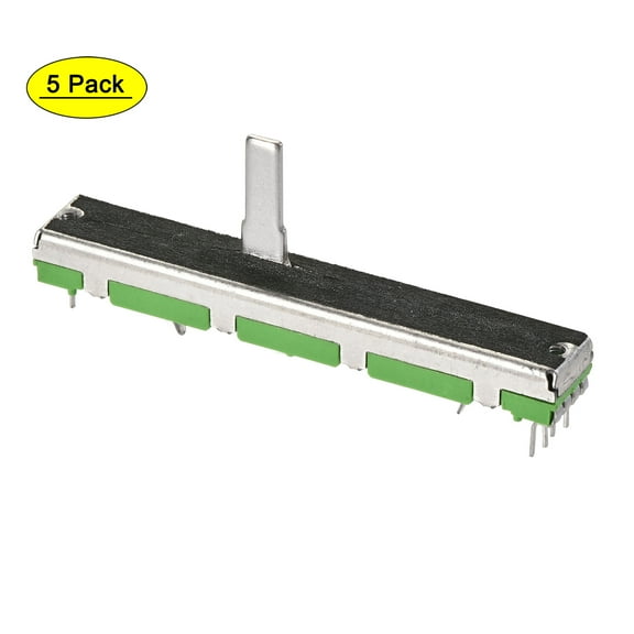Uxcell Variable Resistors 60mm Straight Slide Potentiometer B10K Ohm Dual Channel 5 packs
