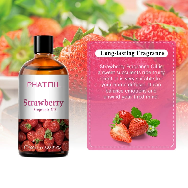 PHATOIL Strawberry Essential Oils 100ML (3.38fl.oz) 100% Pure Natural for  Aromatherapy Therapeutic Grade Skin Care Yoga Massage DIY Candle and Soap  Making 