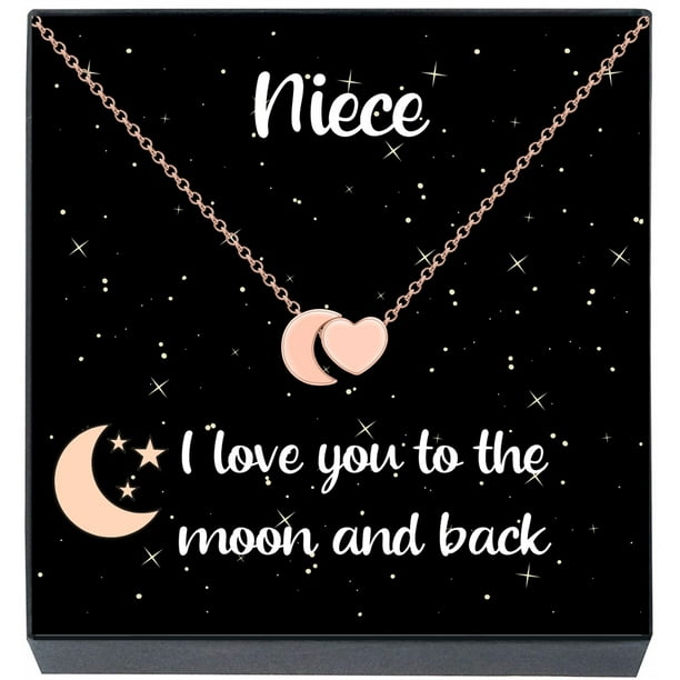 Sheridanstar Niece Jewelry Gift I Love You To The Moon And Back Heart Moon Pendant Necklace Best Niece Ever Niece Jewelry Gifts From Aunt Uncle Rose Gold Tone Walmart Com