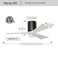 thumbnail image 6 of Matthews Fan Company IR3H-BB-MWH-60 Irene 60" Brushed Bronze Hugger Ceiling Fan with 3 Matte White Blades, Remote and Wall Control, Indoor/Outdoor Damp Rated, 6 of 6