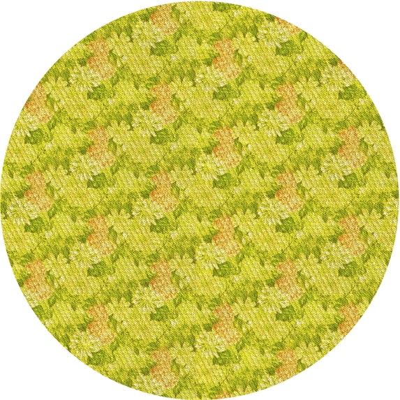 Ahgly Company Machine Washable Indoor Square Transitional Canary Yellow Area Rugs, 3' Square