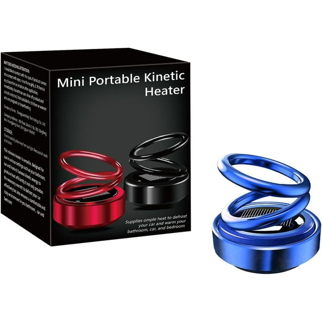 Portable Kinetic Molecular Heater, Kinetic Molecular Heater, Solar Rotating Double Ring Suspension Car Ornament, Molecular Heater For Car, Auto-Rotate (Blue)