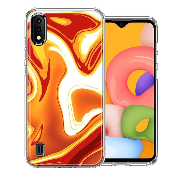 MUNDAZE For Samsung A01 Orange White Abstract Design Double Layer Phone Case Cover
