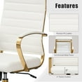 thumbnail image 3 of Okeysen Gold Office Desk Chair, Ergonomic Leather Modern Conference Room Chairs, Executive Ribbed Height Adjustable Swivel Rolling Golden Chair for Home Office., 3 of 8