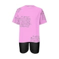 thumbnail image 3 of Penkiiy Women's Casual Oversized Print Crewneck Short Sleeve Oversized T Shirt Drop Shoulder Tops And Shorts Sets S Pink, 3 of 4