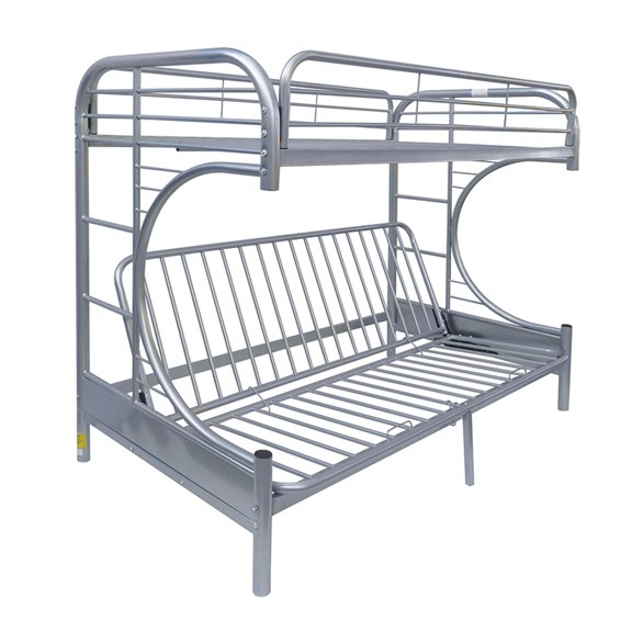 ACME Furniture Eclipse Twin over Full/Futon Metal Bunk Bed in Silver