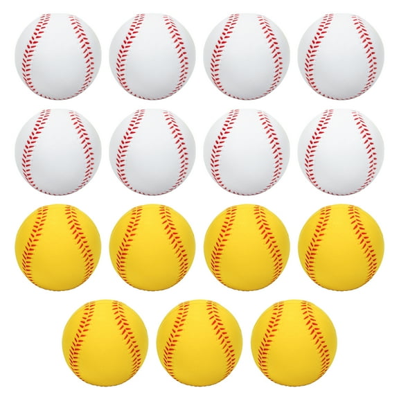 9 Inch Foam Baseballs, 15 Pack Soft Baseballs Training Pitch Baseball Baseball Stress Ball with Drawstring Bag Practice Baseballs for Hitting Throwing Kids Youth (2 colors)
