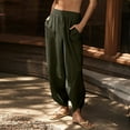 thumbnail image 2 of Fsahion Plus Size Casual Sweatpants for Womens Elastic Waist Solid Color Baggy Wide-Leg Pants Casual Elastic-Waistband Pocket Pants Bleak Deal on Clearance!, 2 of 8