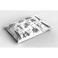 thumbnail image 2 of Ambesonne Hipster Pillow Sham, Landmarks of the World, 36" X 20", White and Black, 2 of 2